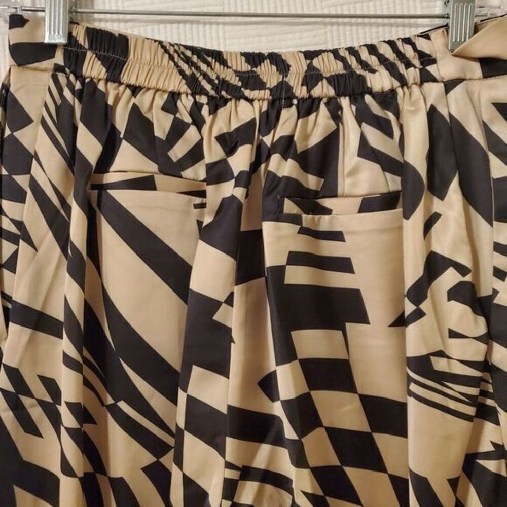 Rebels & Lovers Abstract Satin Wide Leg Pants Womens M Highrise Flowy Artsy Boho - Picture 9 of 14